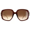 Alexander McQueen Sunglasses AM0374S 002 Brown Gold Brown Gradient