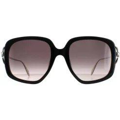 Alexander McQueen Sunglasses AM0374S 001 Black Silver Grey Gradient