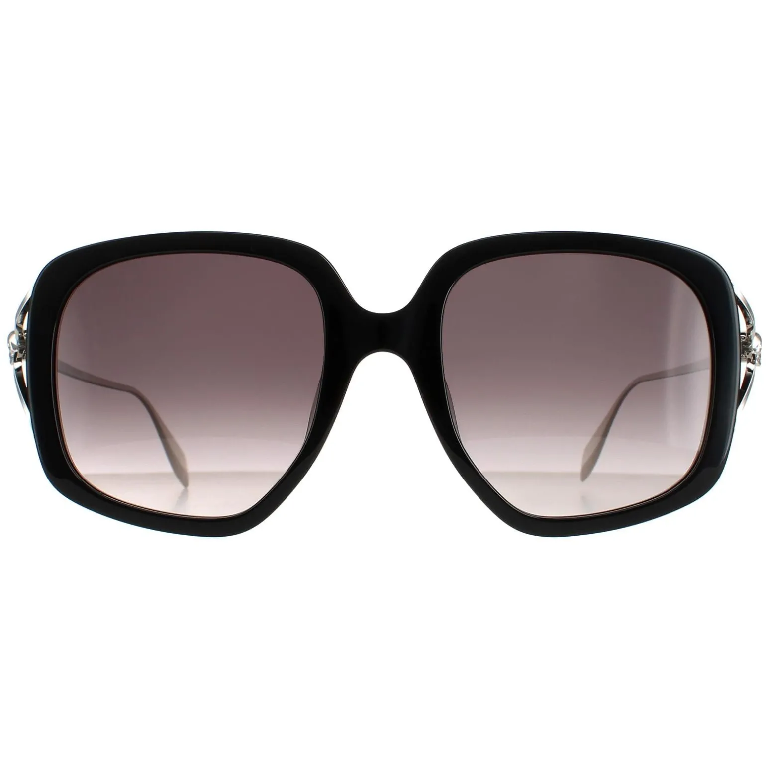 Alexander McQueen Sunglasses AM0374S 001 Black Silver Grey Gradient