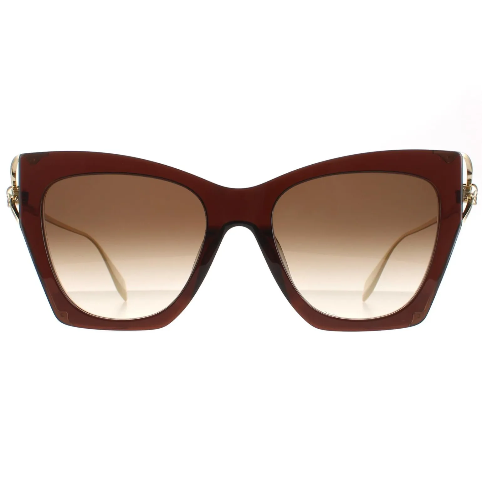 Alexander McQueen Sunglasses AM0375S 002 Brown Gold Brown Gradient