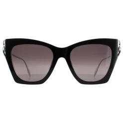 Alexander McQueen Sunglasses AM0375S 001 Black Silver Grey Gradient