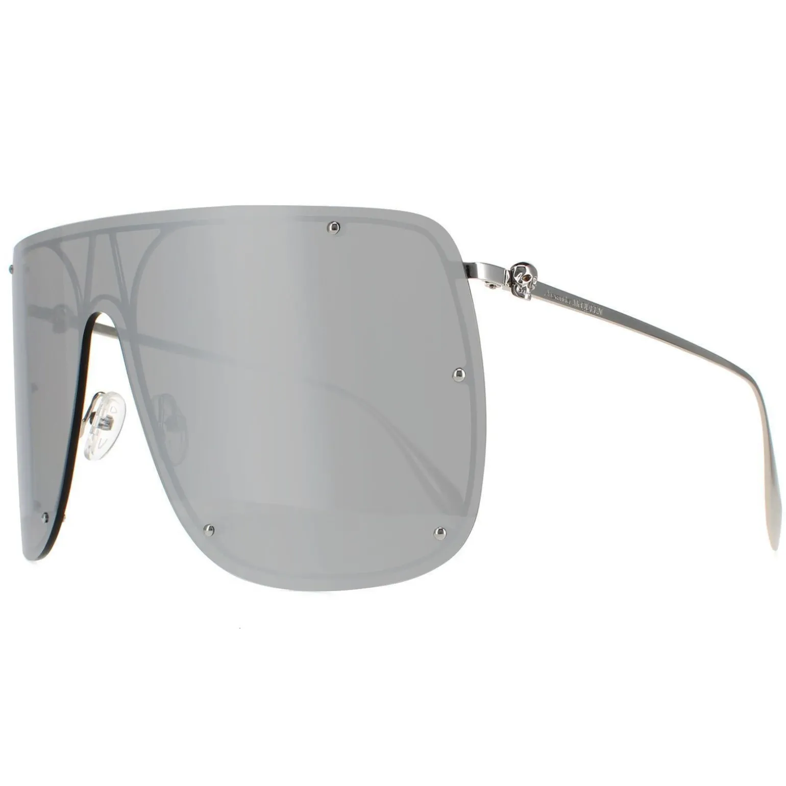 Alexander McQueen Sunglasses AM0313S 007 Silver Silver Mirror