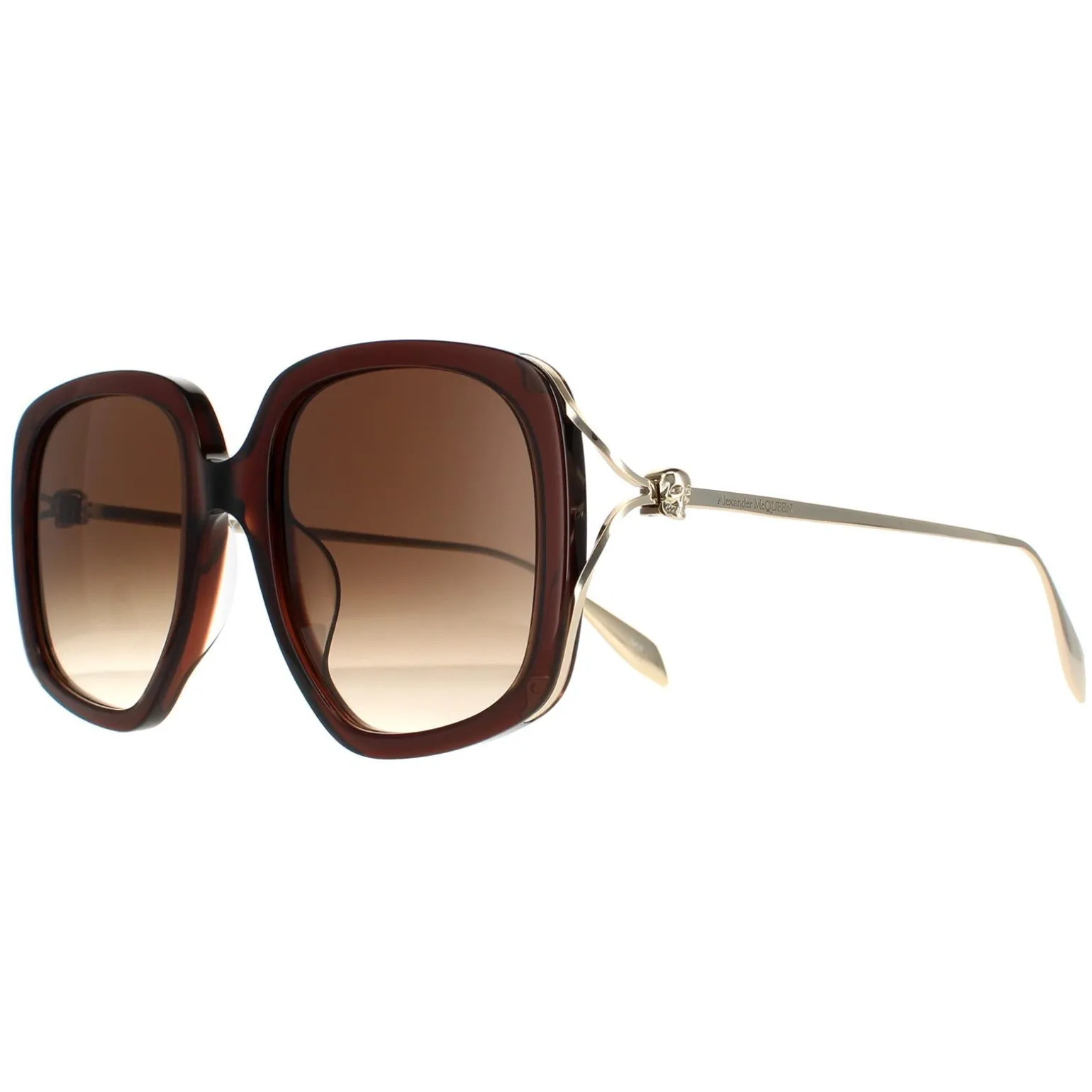 Alexander McQueen Sunglasses AM0374S 002 Brown Gold Brown Gradient