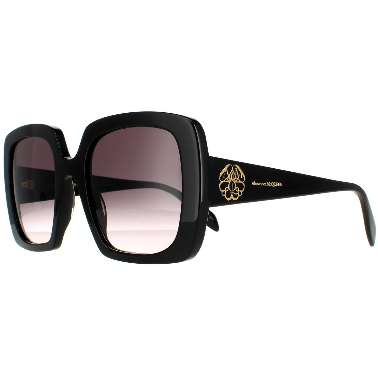 Alexander McQueen Sunglasses AM0378S 001 Black Grey Gradient