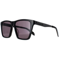 Alexander McQueen Sunglasses AM0352S 001 Shiny Black and Dark Chrome G
