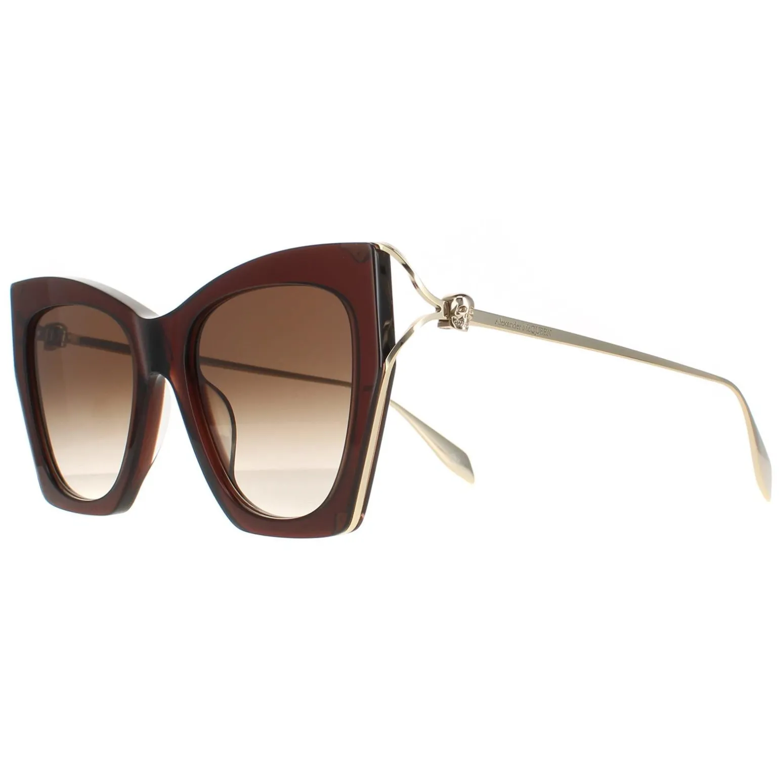 Alexander McQueen Sunglasses AM0375S 002 Brown Gold Brown Gradient