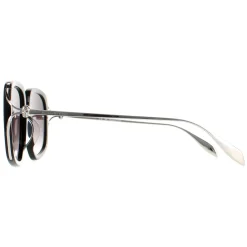 Alexander McQueen Sunglasses AM0374S 001 Black Silver Grey Gradient
