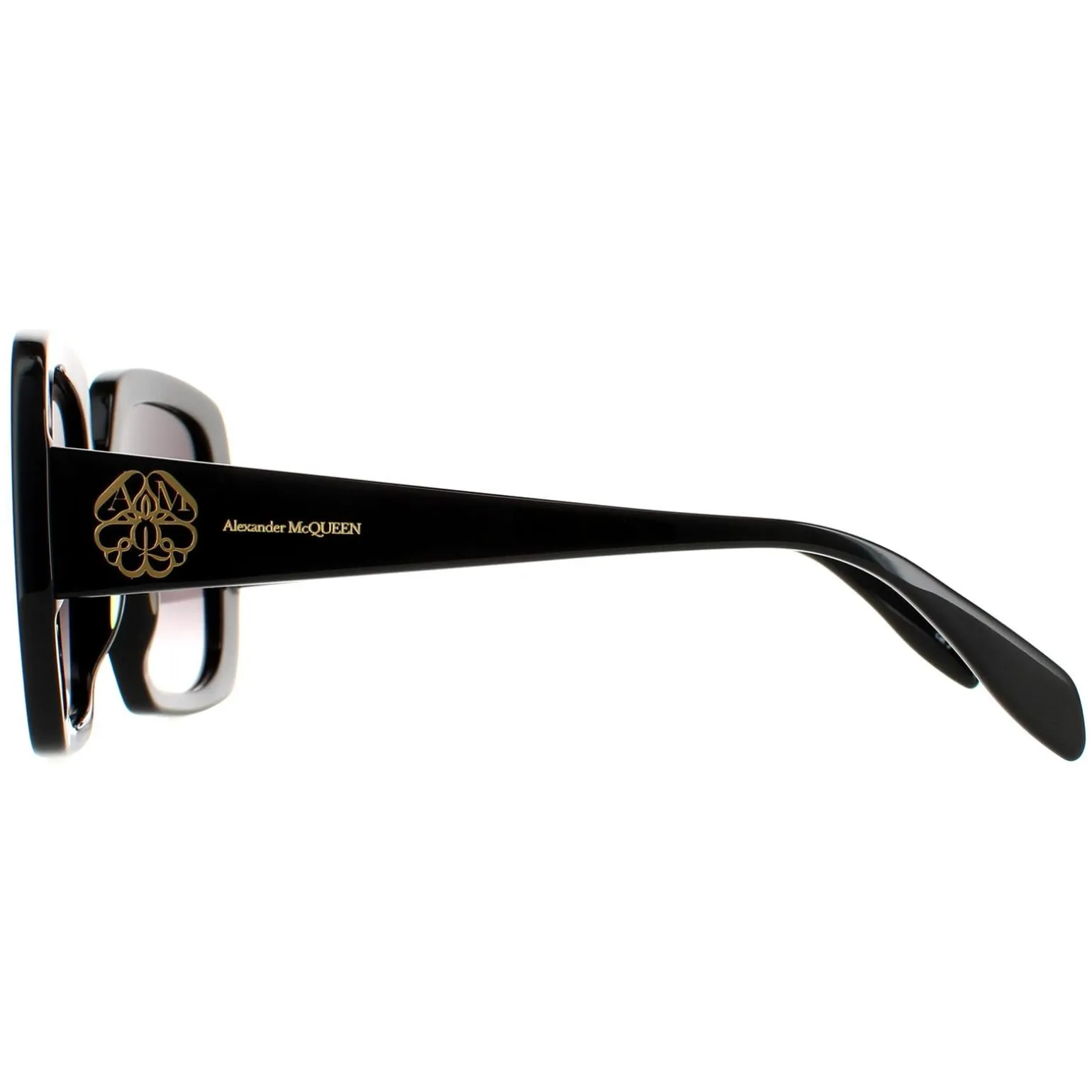 Alexander McQueen Sunglasses AM0378S 001 Black Grey Gradient