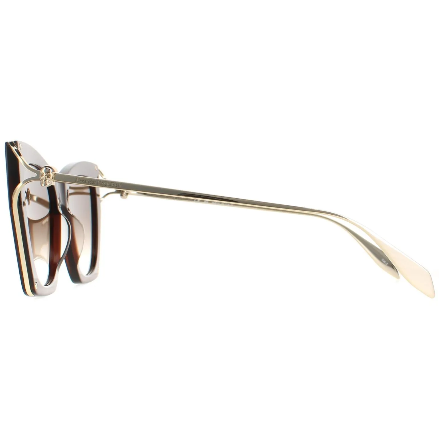 Alexander McQueen Sunglasses AM0375S 002 Brown Gold Brown Gradient