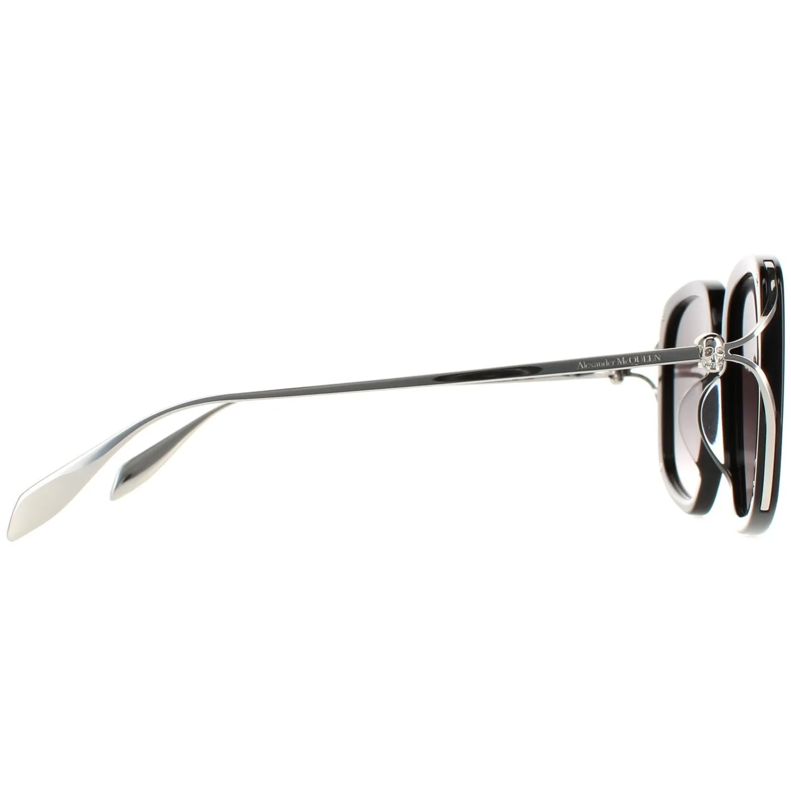 Alexander McQueen Sunglasses AM0374S 001 Black Silver Grey Gradient