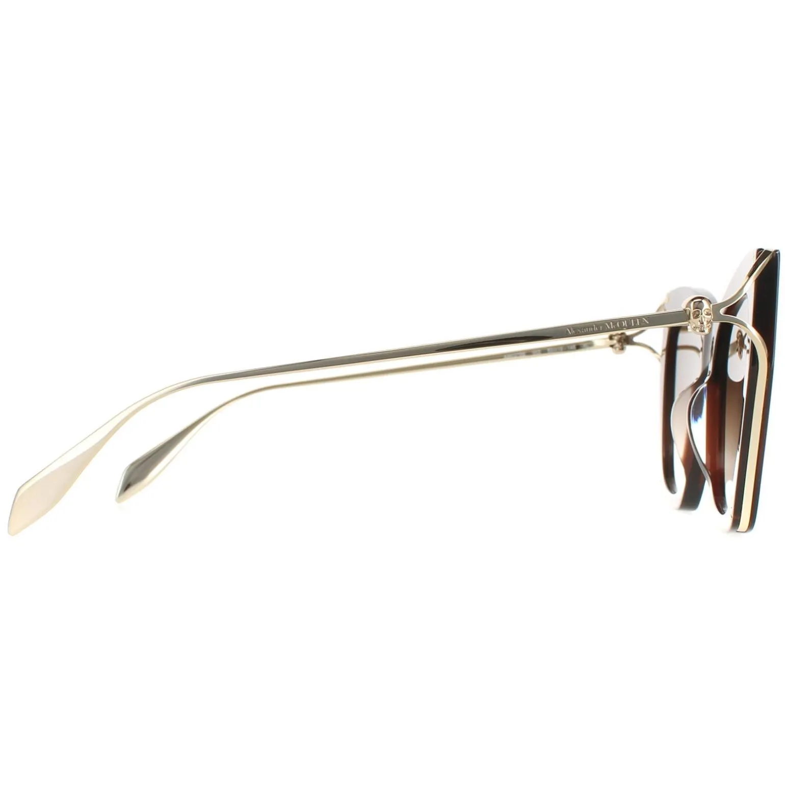 Alexander McQueen Sunglasses AM0375S 002 Brown Gold Brown Gradient