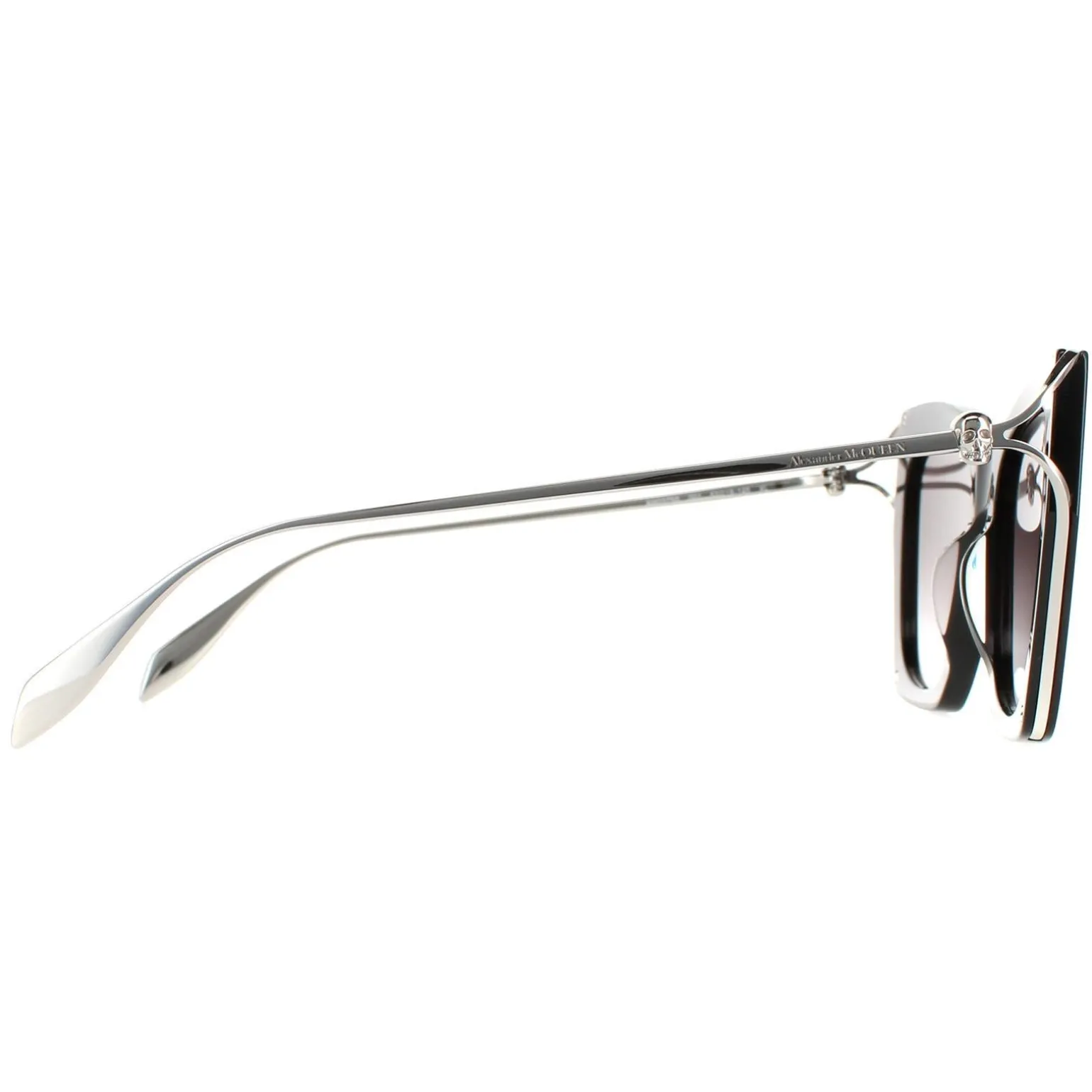 Alexander McQueen Sunglasses AM0375S 001 Black Silver Grey Gradient