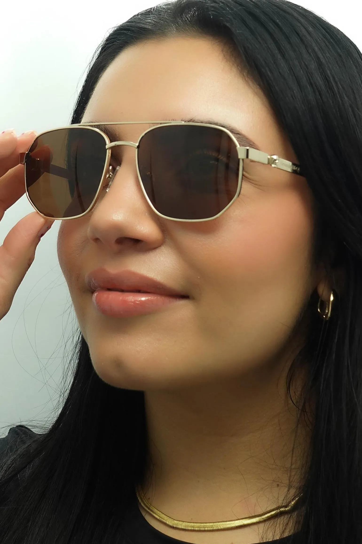 Alexander McQueen Sunglasses AM0458S 002 Gold Brown