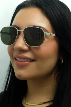 Alexander McQueen Sunglasses AM0458S 003 Silver Green