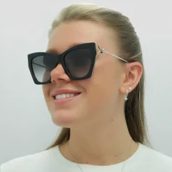 Alexander McQueen Sunglasses AM0375S 001 Black Silver Grey Gradient