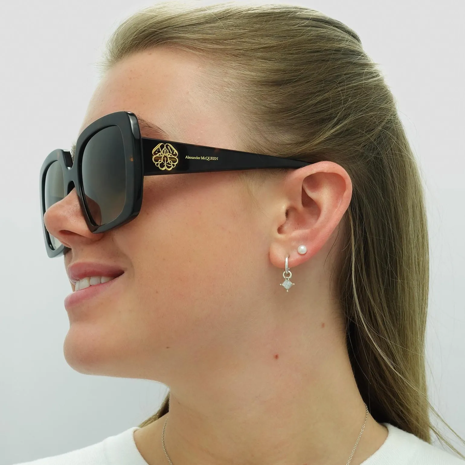 Alexander McQueen Sunglasses AM0378S 002 Tortoise Brown Gradient