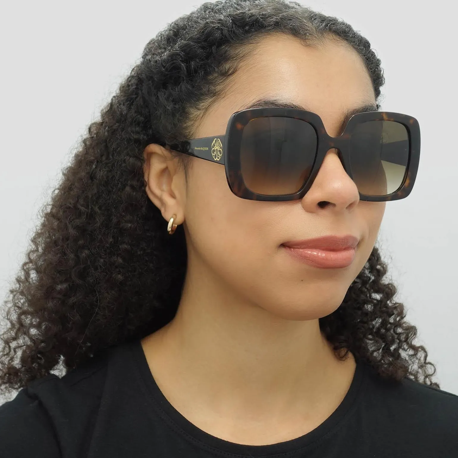 Alexander McQueen Sunglasses AM0378S 002 Tortoise Brown Gradient