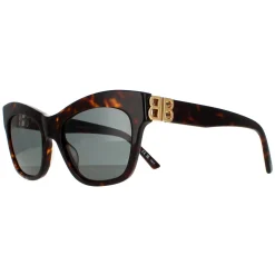 Balenciaga Sunglasses BB0132S 002 Dark Havana and Gold Green Grey