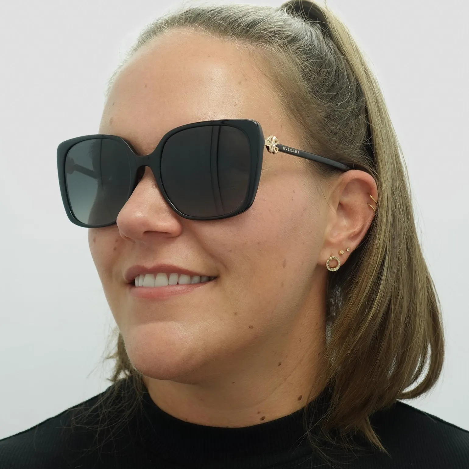 Bvlgari Sunglasses BV8225B 501/T3 Black Grey Gradient Polarized
