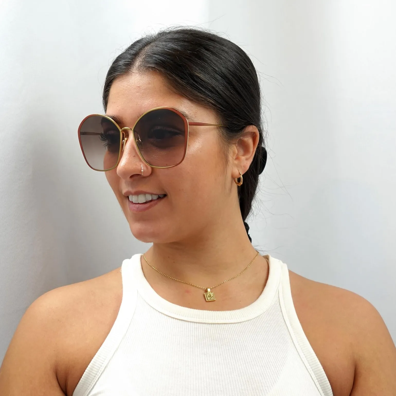 Chloe Sunglasses CH0015S 002 Dark Brown Gold Brown Gradient