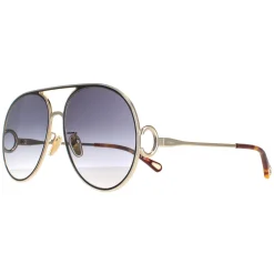 Chloe Sunglasses CH0145S 001 Gold Black Grey Gradient