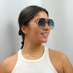 Chloe Sunglasses CH0145S 001 Gold Black Grey Gradient