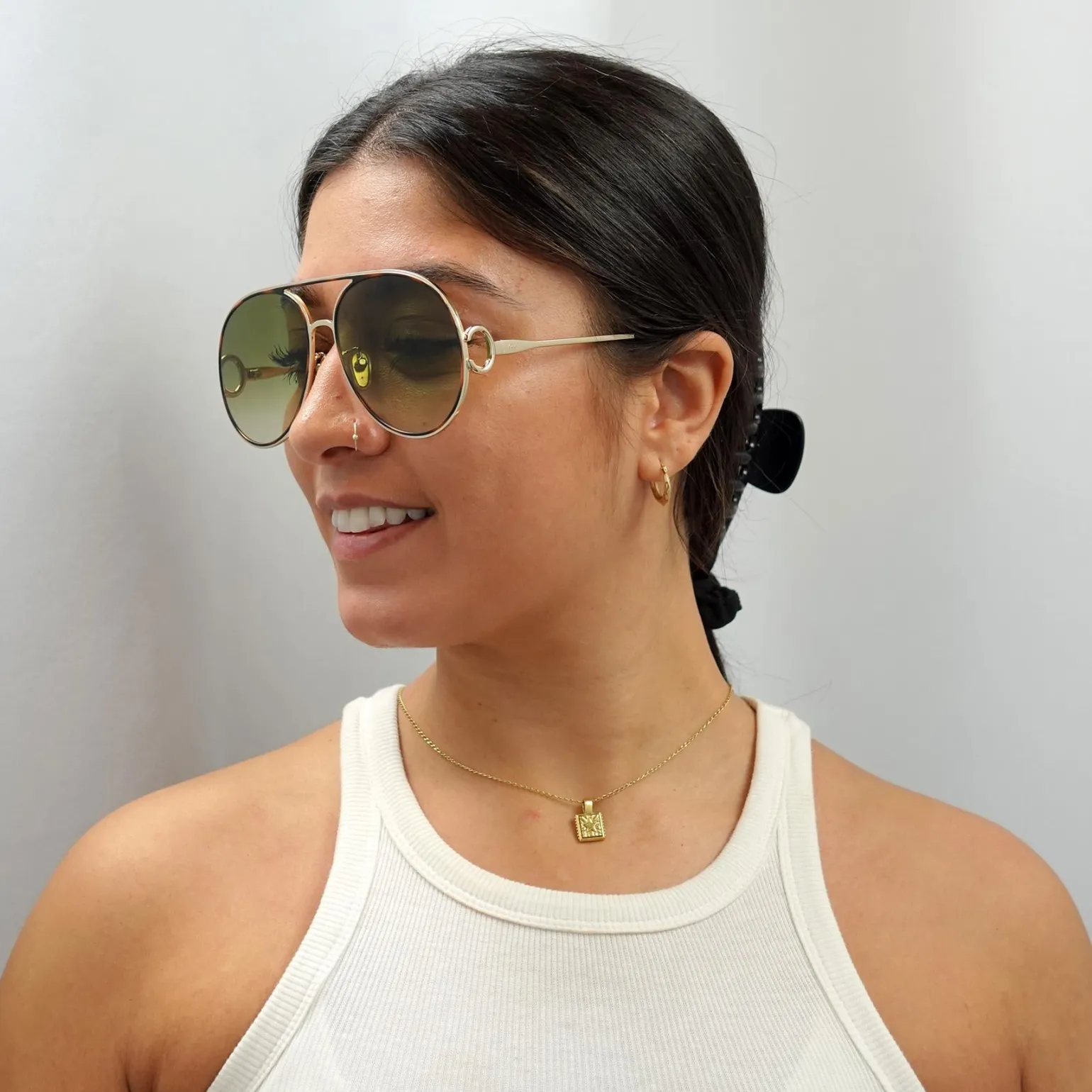 Chloe Sunglasses CH0145S 002 Gold Havana Green Gradient