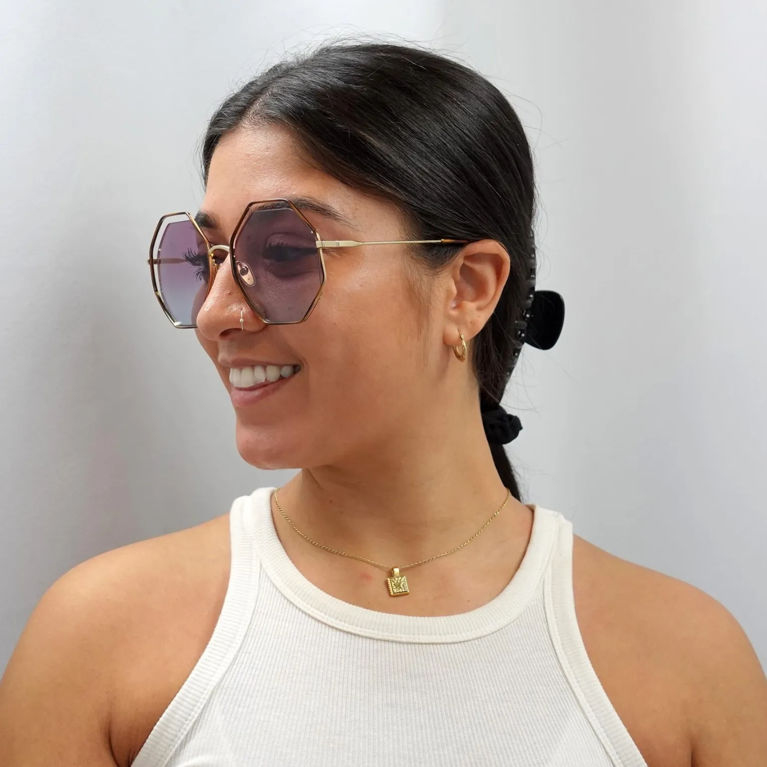 Chloe Sunglasses CH0046S 003 Havana Gold Violet Blue Gradient