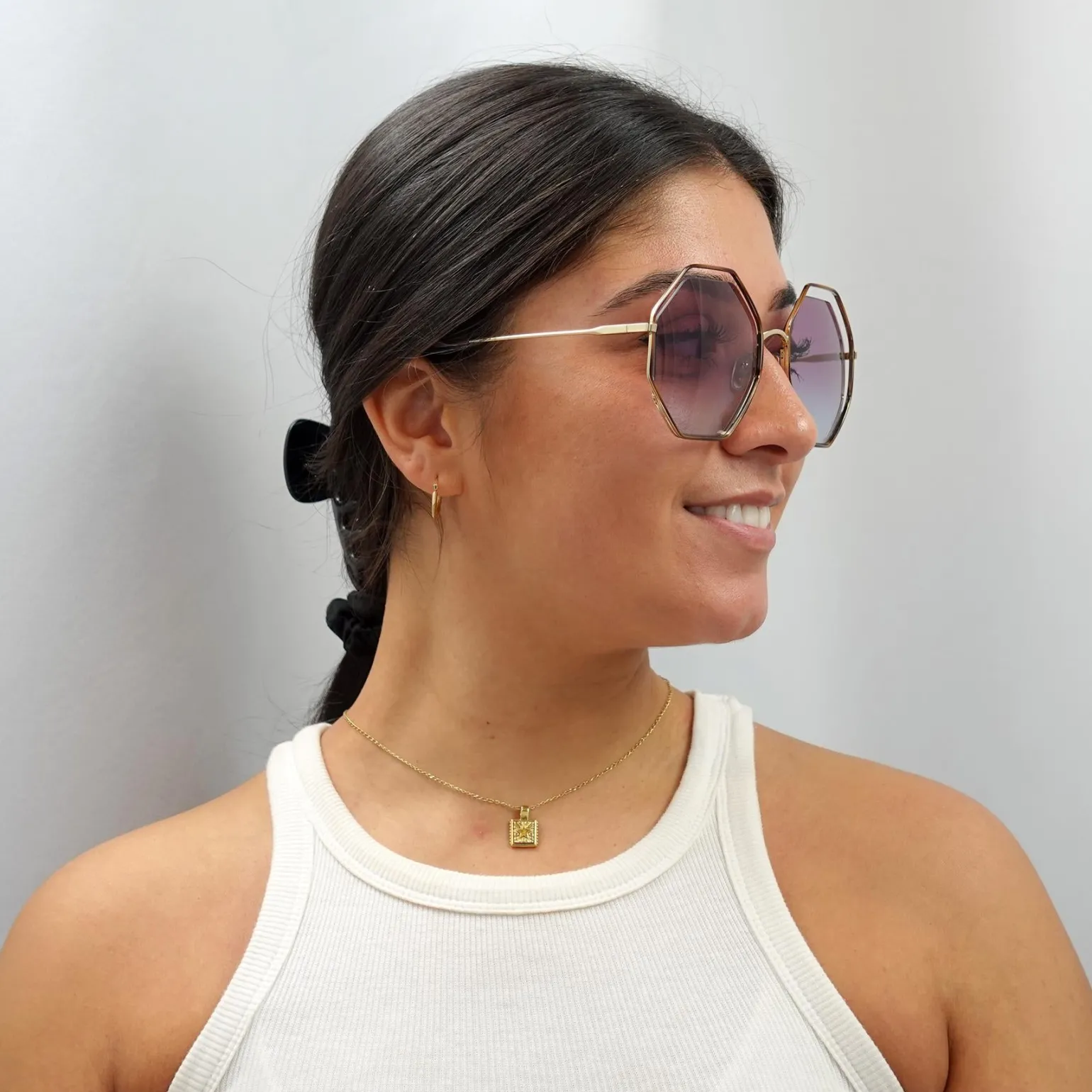 Chloe Sunglasses CH0046S 003 Havana Gold Violet Blue Gradient