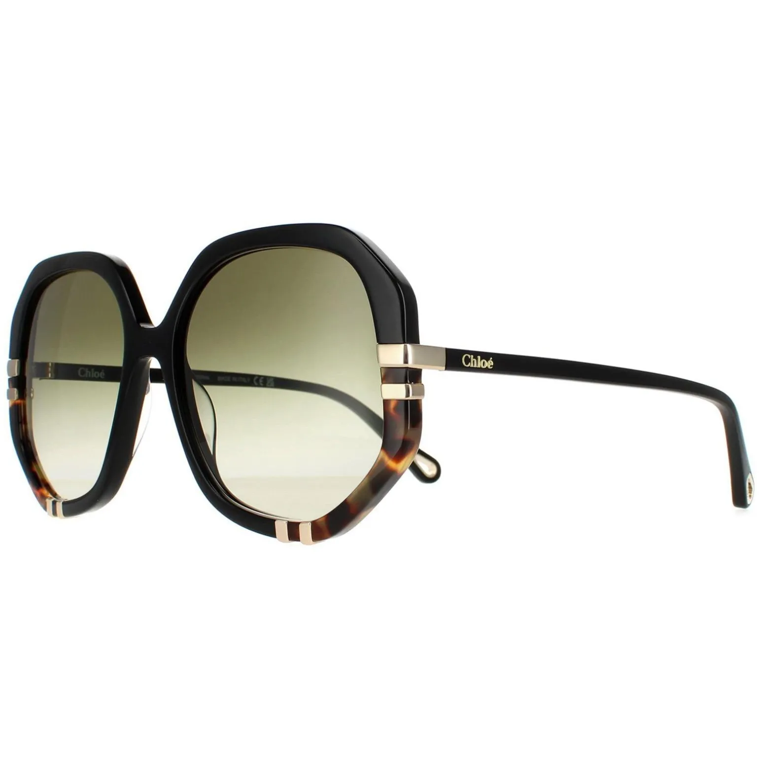 Chloe Sunglasses CH0105S 002 Shiny Black and Tortoise Green Gradient
