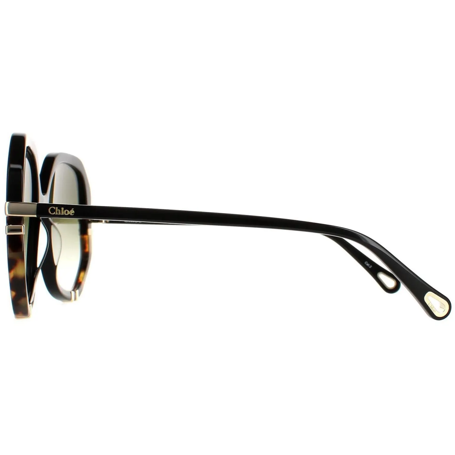 Chloe Sunglasses CH0105S 002 Shiny Black and Tortoise Green Gradient