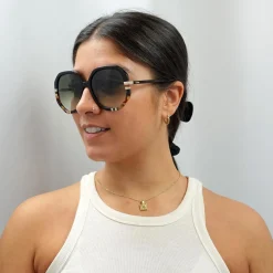 Chloe Sunglasses CH0105S 002 Shiny Black and Tortoise Green Gradient