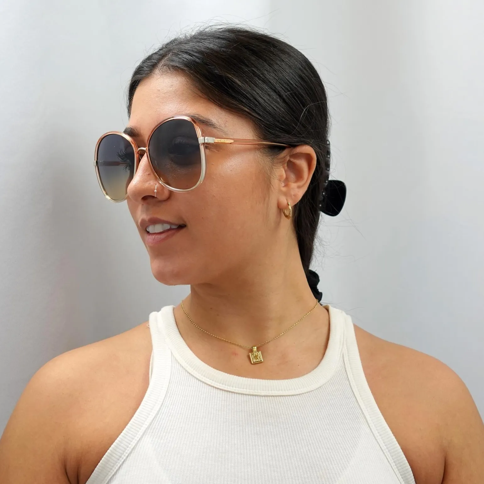 Chloe Sunglasses CH0030S Franky 004 Orange Crystal Blue Gradient