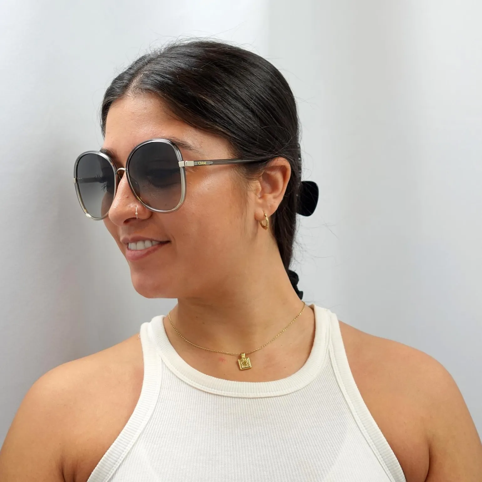 Chloe Sunglasses CH0030S Franky 001 Grey to Brown Crystal Fade and Gol