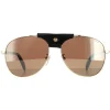Chopard Sunglasses SCHF22 300Z Shiny Rose Gold Brown Silver Mirror Pol