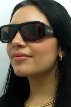 Dita Sunglasses Superflight DTS133-61-01 Black Yellow Gold Dark Brown
