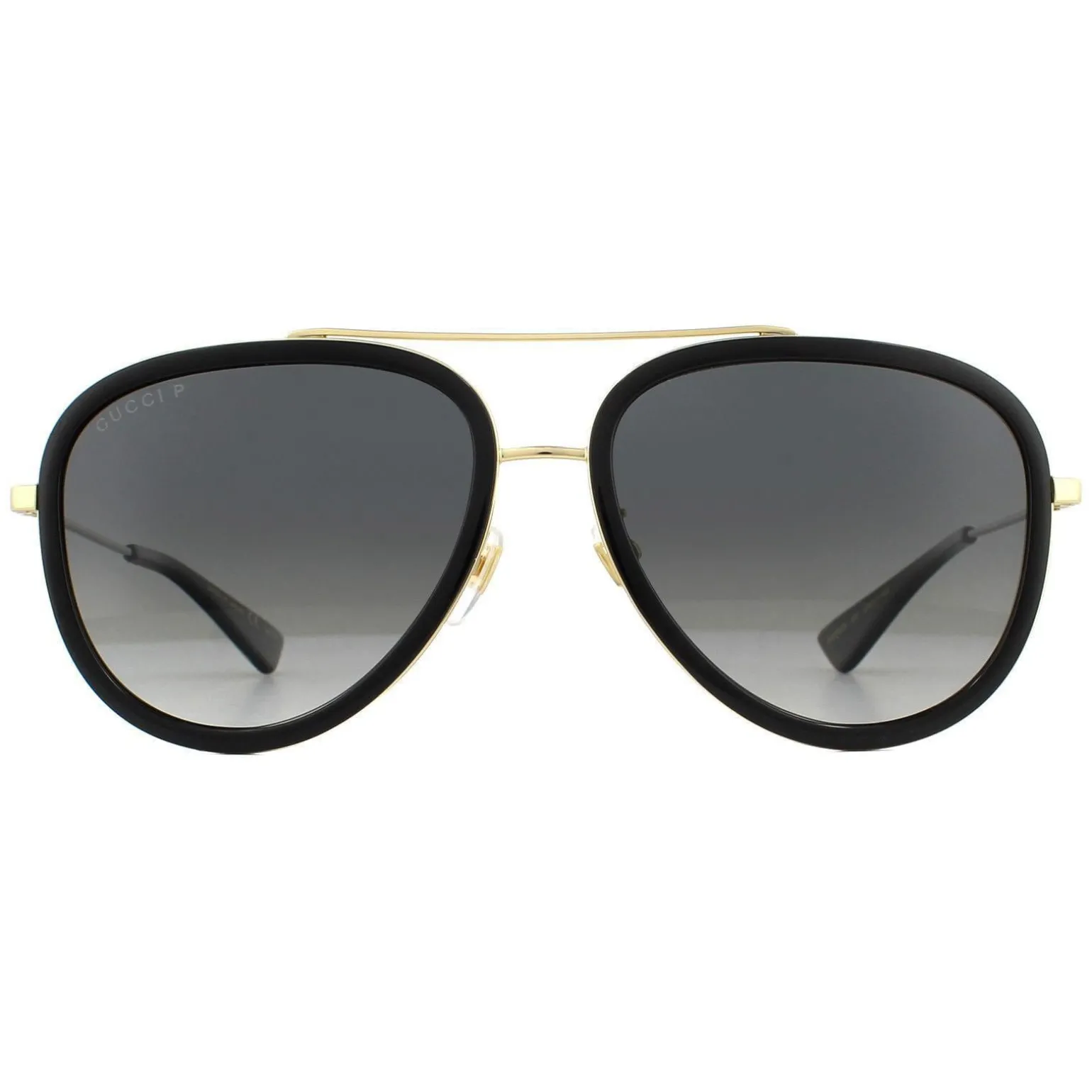 Gucci Sunglasses GG0062S 011 Black And Gold Grey Gradient Polarized