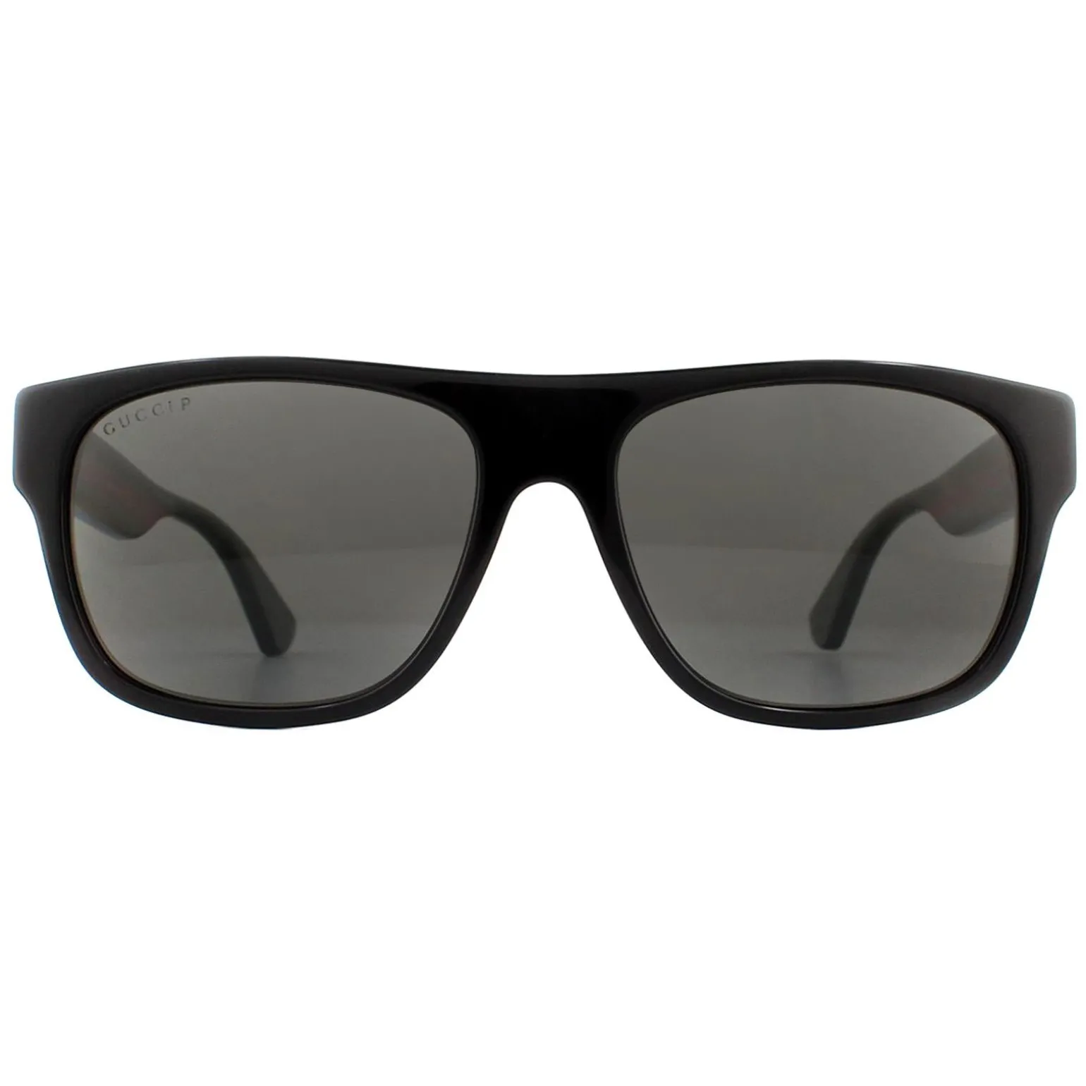 Gucci Sunglasses GG0341S 002 Black with Green and Red Stripe Grey Pola