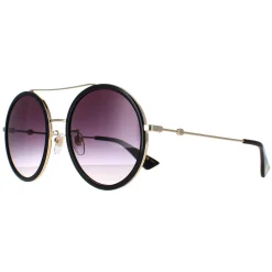 Gucci Sunglasses GG0061S 001 Black Gold Grey Gradient
