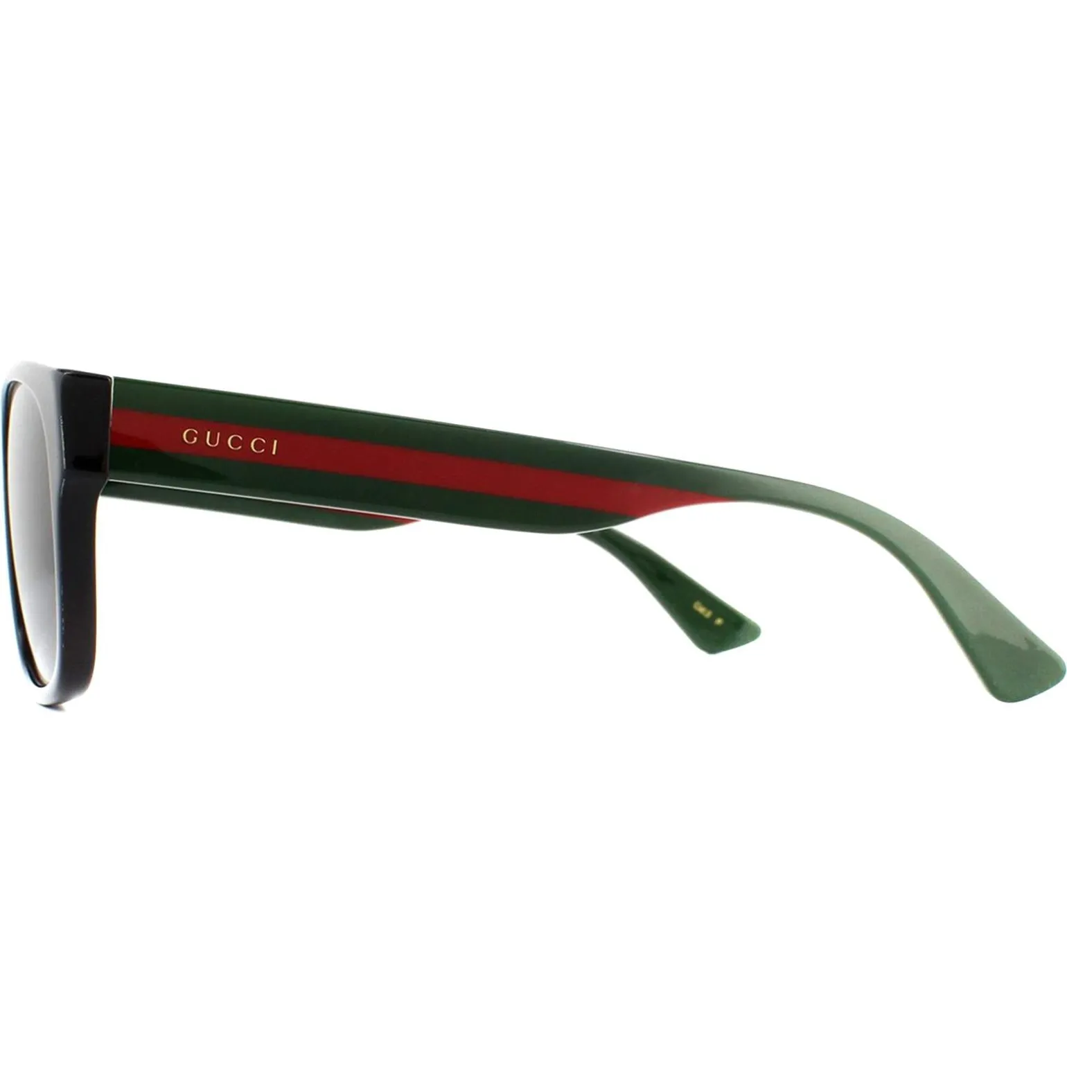 Gucci Sunglasses GG0341S 002 Black with Green and Red Stripe Grey Pola