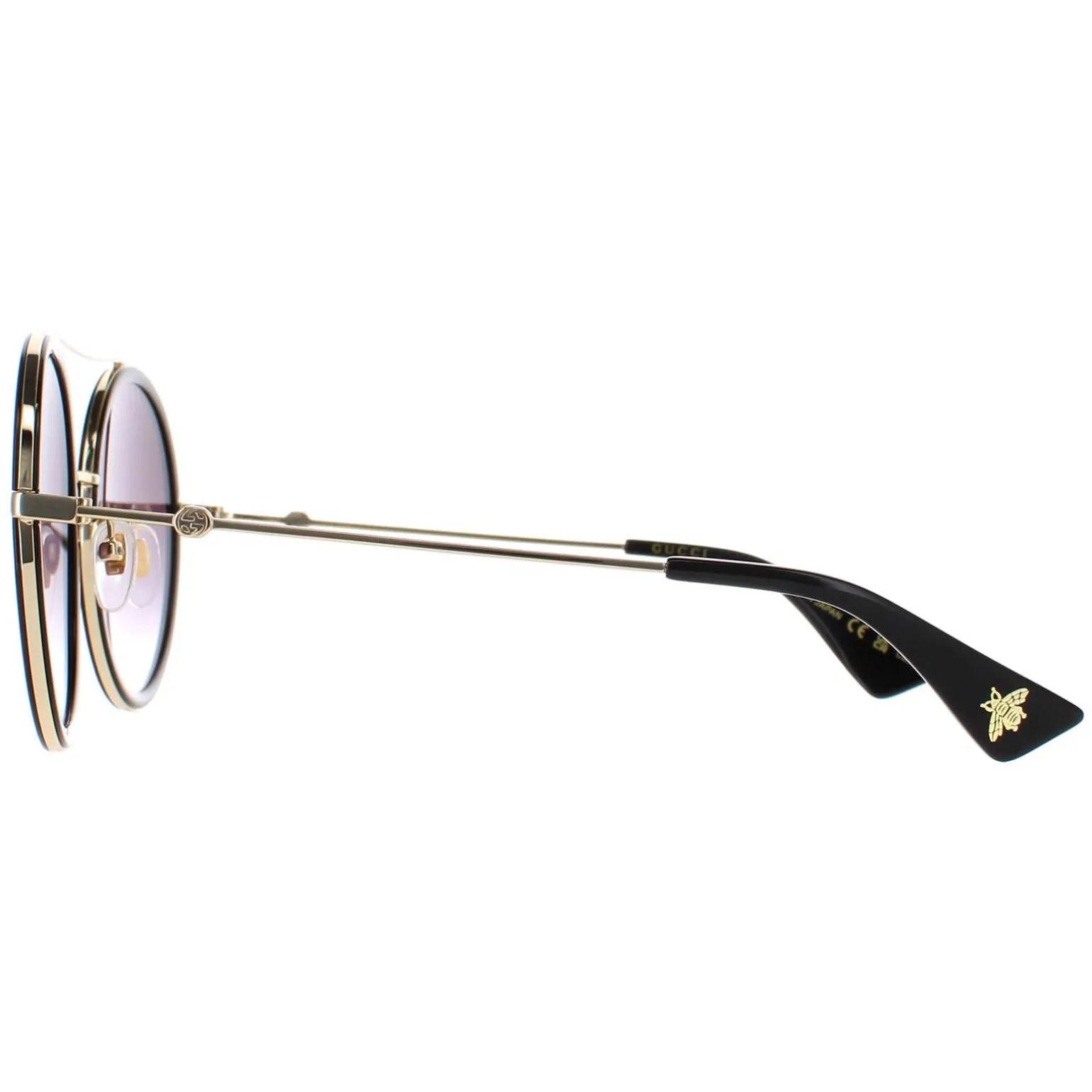 Gucci Sunglasses GG0061S 001 Black Gold Grey Gradient