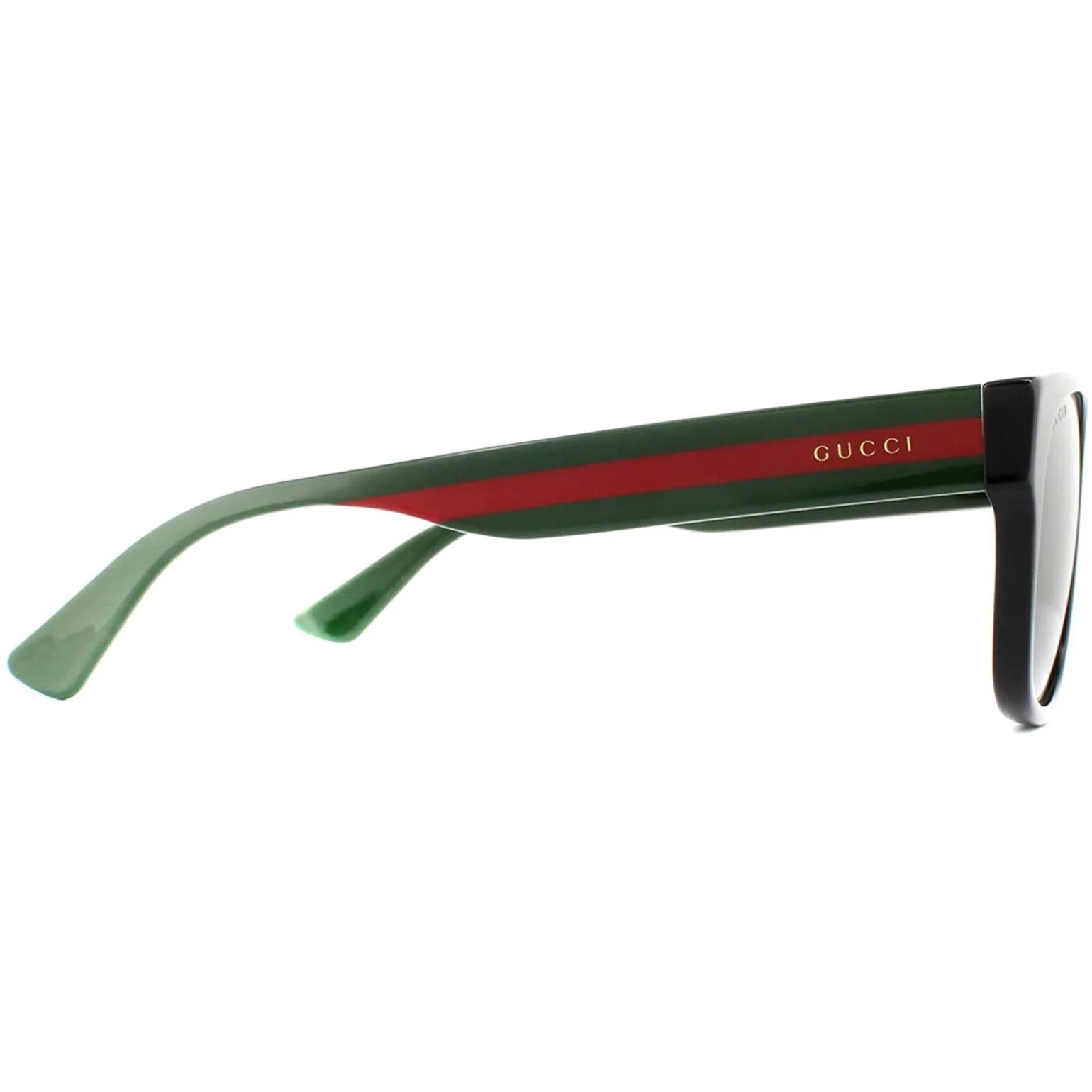 Gucci Sunglasses GG0341S 002 Black with Green and Red Stripe Grey Pola