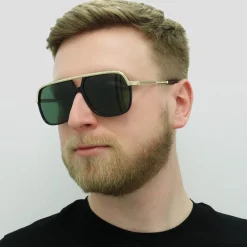 Gucci Sunglasses GG0200S 001 Black and Gold Green