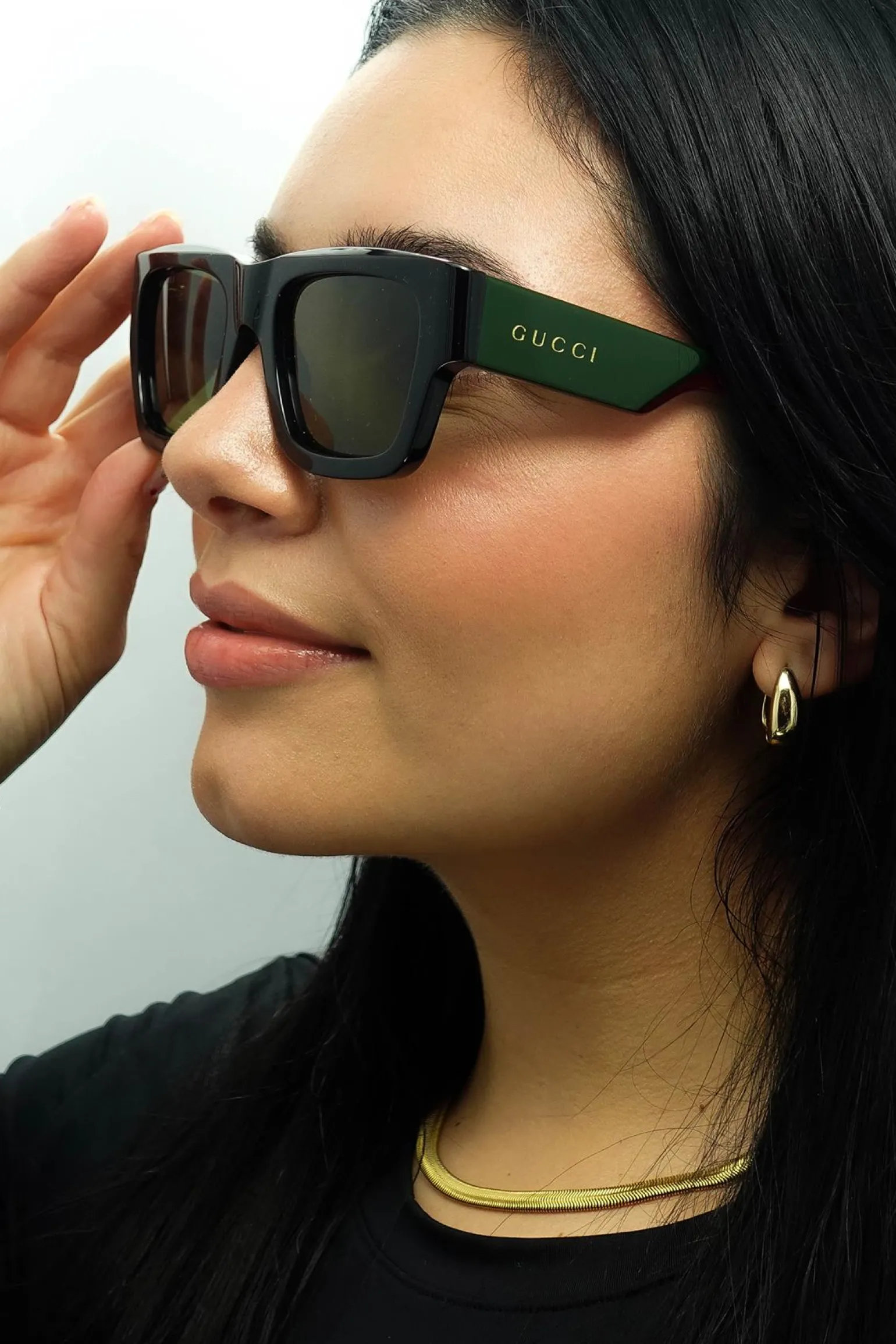 Gucci Sunglasses GG1668S 003 Black with Green and Red Green