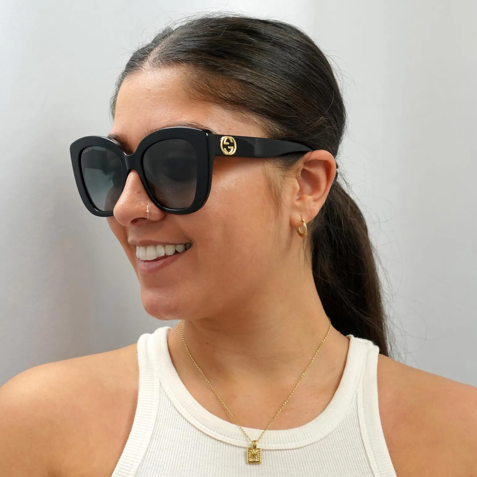 Gucci Sunglasses GG0327S 001 Black Grey Gradient