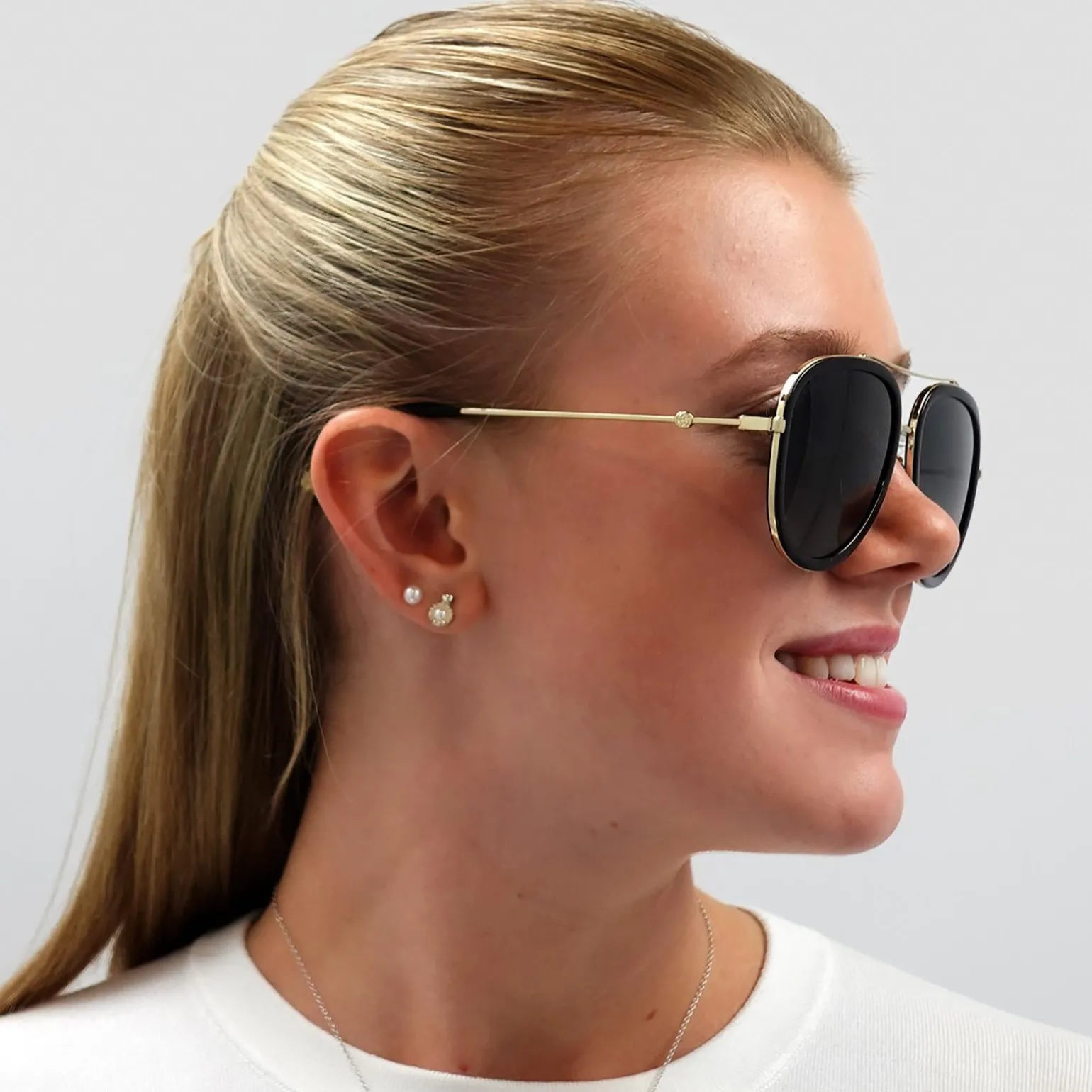 Gucci Sunglasses GG0062S 011 Black And Gold Grey Gradient Polarized