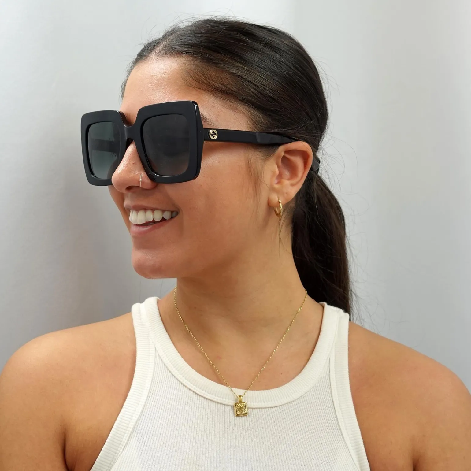 Gucci Sunglasses GG0328S 001 Black Grey Gradient