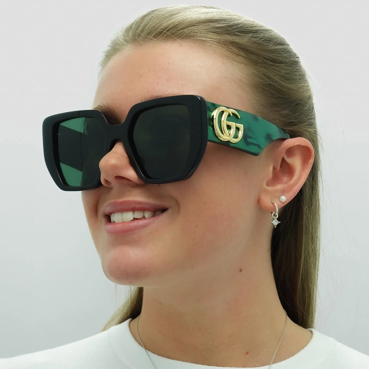 Gucci Sunglasses GG0956S 001 Black and Green Swirl Green