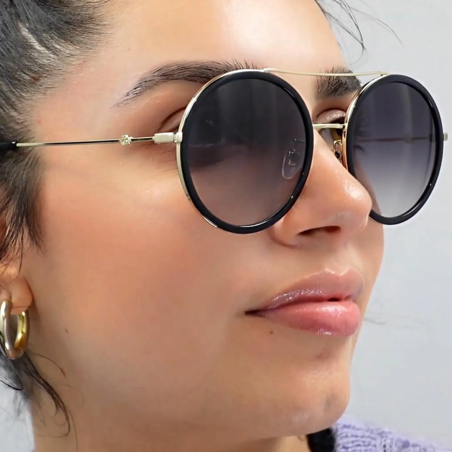 Gucci Sunglasses GG0061S 001 Black Gold Grey Gradient