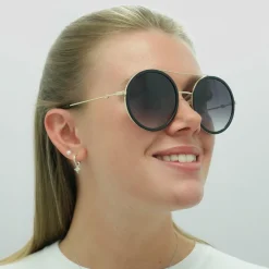 Gucci Sunglasses GG0061S 001 Black Gold Grey Gradient